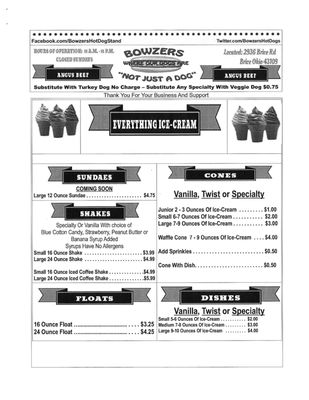 Menu photo 1 Bowzers Brice, OH