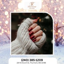 Thurmont Luxe Nails - Step into the New Year with a bold ruby red. This festive shimmer is the perfect way to celebrate your 2026 goals. See you at the spa!