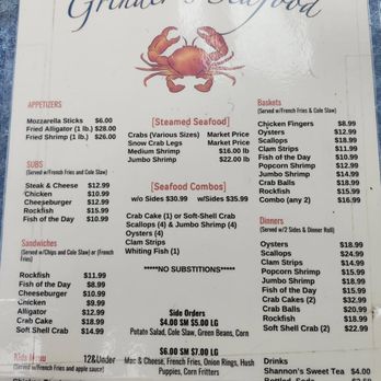 Grinder's Seafood - Menu - Seafood Near Me - Indian Head, Maryland