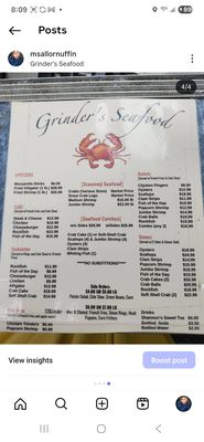 Menu photo 1 Grinder's Seafood Indian Head, MD