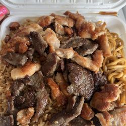 KOBE JAPAN  Hibachi And Sushi - Chicken and Beef. With fried rice and noodles