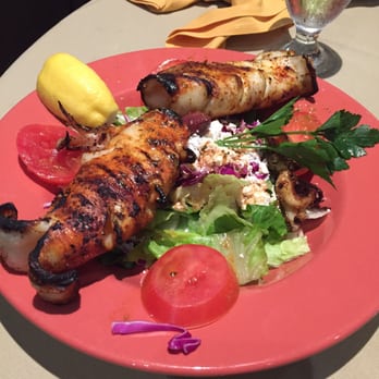 Pantheon Restaurant - Grilled Calamari Greek Salad - Greek Near Me - Toronto, Ontario