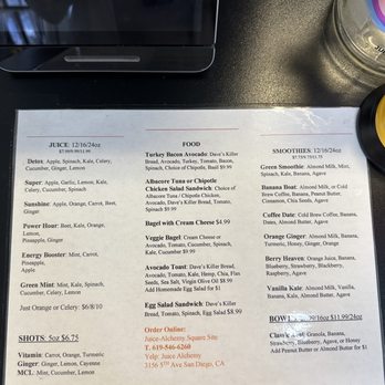 Juice Alchemy - Menu 8/2023 - Juice Bars & Smoothies Near Me - San Diego, California Juice Alchemy - Menu 8/2023 - Juice Bars & Smoothies Near Me - San Diego, California