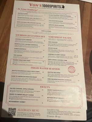 Menu photo 1 Von's 1000Spirits Seattle, WA Menu photo 1 Von's 1000Spirits Seattle, WA