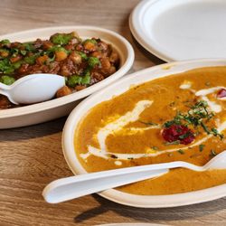Qcurrys Indian Kitchen - Malai kofta and aloo tikki with channa