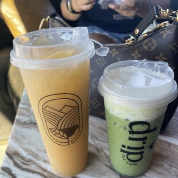 Drip Tea Cafe - Golden Orchard Coconut Matcha - Bubble Tea Near Me - Fresno, California