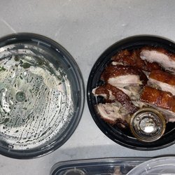 Roast duck and steamed vegetable in oyster sauce