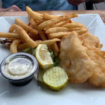 Bartlett's Fish Camp - Fish and chips with tartar. Hubby ordered the sandwich without bun - Seafood Near Me - Michigan City, Indiana Bartlett's Fish Camp - Fish and chips with tartar. Hubby ordered the sandwich without bun - Seafood Near Me - Michigan City, Indiana