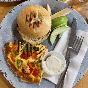 Brewed Awakenings - Daily quiche with rosemary/thyme bagel - Coffee & Tea Near Me - Appleton, Wisconsin