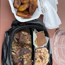 Ena's Caribbean Kitchen - Jerk chicken and side of plantains