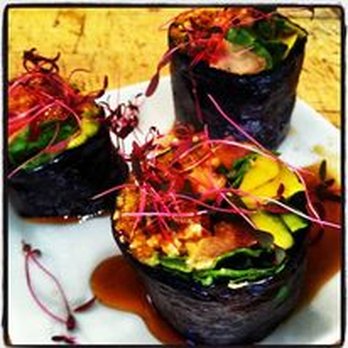 Taste Collective - three sushi rolls on a plate - Food Trucks Near Me Taste Collective - three sushi rolls on a plate - Food Trucks Near Me