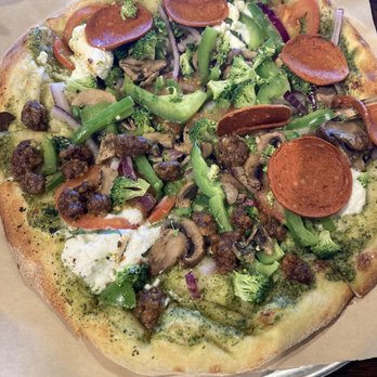 Your Pie Pizza - Pesto sauce veggies w/ ricotta cheese & beyond sausage n beyond pepperoni - Pizza Near Me - Melbourne, Florida