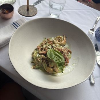 Cafe Alaia - Homemade linguini; pesto; black truffle; shrimp - Italian Near Me - Scarsdale, New York Cafe Alaia - Homemade linguini; pesto; black truffle; shrimp - Italian Near Me - Scarsdale, New York