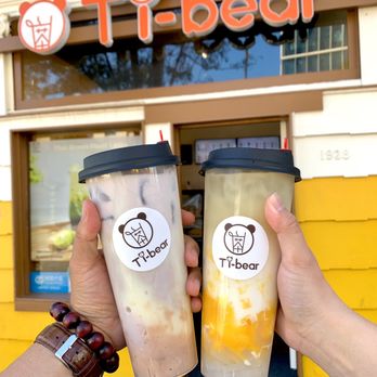 Tibear - Fresh Milk Taro with Mochi and Mango Genmaicha - Bubble Tea Near Me - Berkeley, California