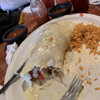 El Nopal Mexican Restaurant  - The insides of the seafood burrito!  This burrito is tasty and very cheesy! - Mexican Near Me - Cold Spring, Kentucky