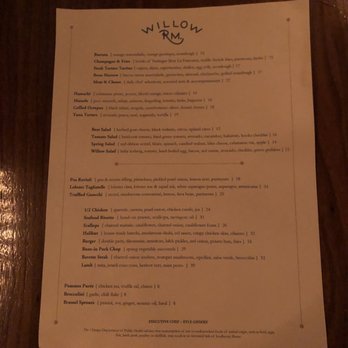 Willow Room - Menu - Wine Bars Near Me - Chicago, Illinois