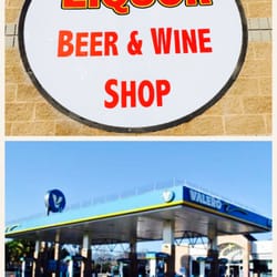 Valero - Outside Image of Liquor Beer & Wine Shop and Gas dispensers.