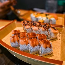 Jumbo Asian Cuisine & Sushi - Alaskan crunch roll Mango tango roll Orgasm roll Salmon and tuna nigiri