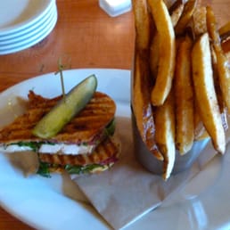 Roasted Chicken Panini with fries! Delicious!