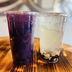 Wingz and Mi - TARO HORCHATA and LYCHEE LEMONADE I really need to try a new flavor besides lychee, we also added boba this time.