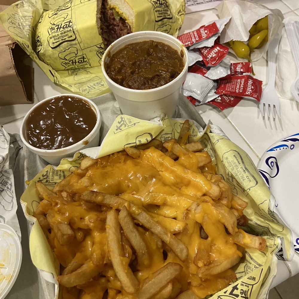 The Hat - Chili fries with chili on side and side of gravy - Fast Food Near Me - Glendora, California The Hat - Chili fries with chili on side and side of gravy - Fast Food Near Me - Glendora, California
