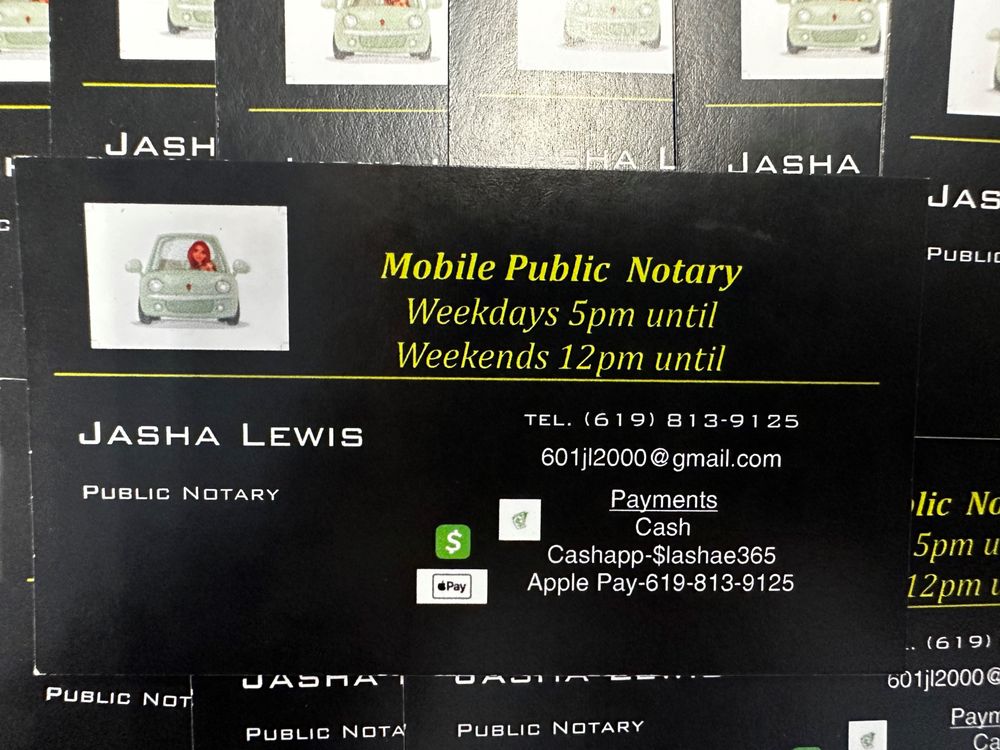 MOBILE PUBLIC NOTARY Updated September 2024 San Diego, California