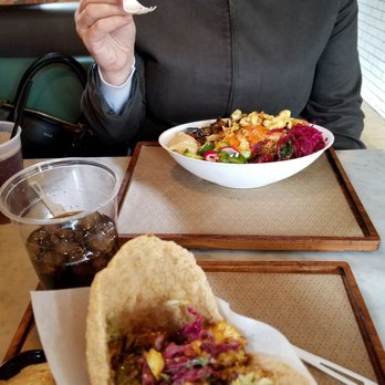 Brassica - My chicken pita, her veggie salad - Mediterranean Near Me - Columbus, Ohio