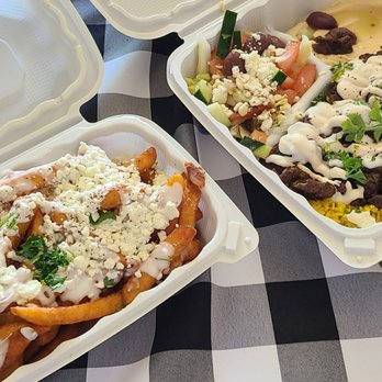 Shawarma King - Greek fries and the Lamb & Beef Shawarma Plate - Halal Near Me - Castroville, California