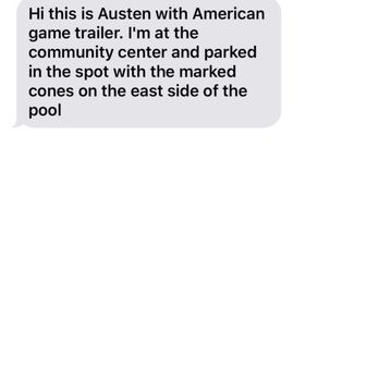 American Gametrailer - after receiving this text, I was able to announce it on the mic for the children to go out and enjoy. - Game Truck Rental Near Me - Pleasanton, California