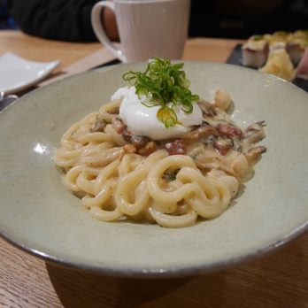 Yugo Restaurant - Carbonara udon noms - Japanese Near Me - Vancouver, British Columbia