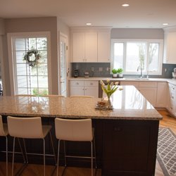Express Kitchens - Wall Cabinetry: Star Mero (White Shaker Island Cabinetry: Star Dublin (Espresso Shaker)