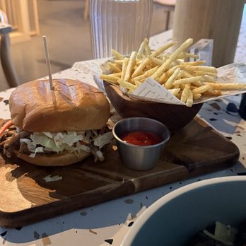 N17 The Lane - Jerk chicken sandwich with Parmesan cheese, shoestring fries - Gastropubs Near Me - Los Angeles, California N17 The Lane - Jerk chicken sandwich with Parmesan cheese, shoestring fries - Gastropubs Near Me - Los Angeles, California