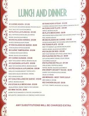 Menu photo 2 Nuestro Mexico San Antonio, TX