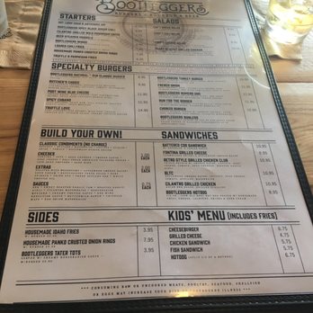 Bootleggers - Menu February 2017 - Burgers Near Me - Lynchburg, Virginia