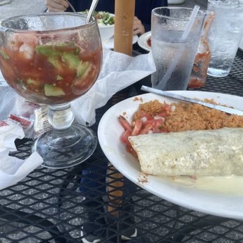 Señor Iguanas - Chile Colorado burrito & shrimp cocktail - Mexican Near Me - Louisville, Kentucky