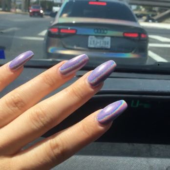 Lt Nails Salon - Rainbow chrome over purple - Nail Salons Near Me - San Antonio, Texas