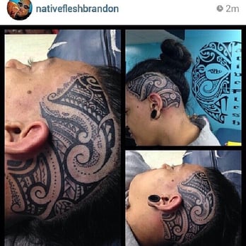 Native Flesh Tattoo - Free hand tribal head tattoo. By Brandon. - Tattoo Near Me - Hilo, Hawaii