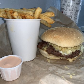 Junior Colombian Burger - Single Cheeseburger, fries & pink sauce - Burgers Near Me - Orlando, Florida Junior Colombian Burger - Single Cheeseburger, fries & pink sauce - Burgers Near Me - Orlando, Florida