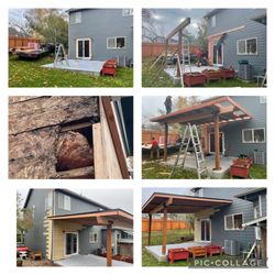 All American Roofing & Building - Process of building. Before, siding issues, after.