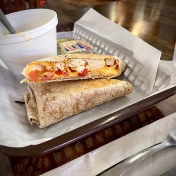 Cornerstone Cafe & Coffee - Buffalo chicken wrap w a cup of broccoli cheddar soup - Salad Near Me - Coats, North Carolina