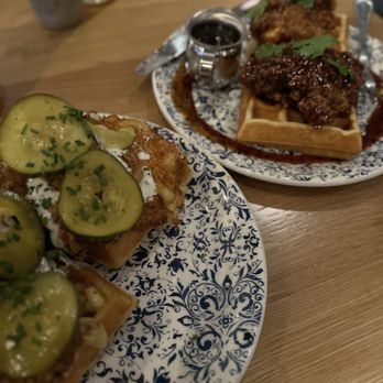 Tupelo Honey - mac-n-cheese waffles with asheville hot fried chicken  sriracha honey fried chicken & waffles - Southern Near Me - Omaha, Nebraska
