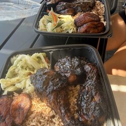 Island Spice Kitchen - Jerk chicken plate and jerk rib plate