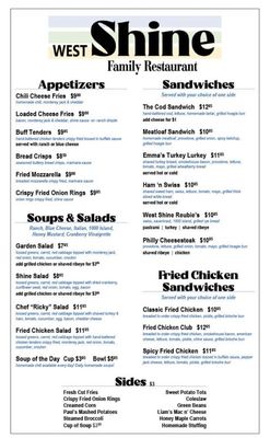 Menu photo 8 West Shine Family Restaurant Cincinnati, OH