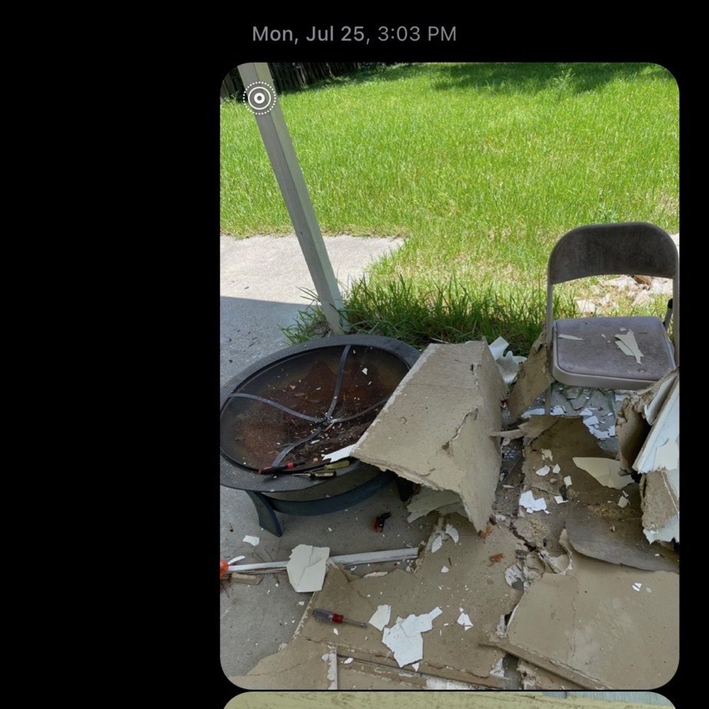 Tadlock Roofing - It collapsed and ruined my fire pit, but Tadlock didn't care. - Roofing Near Me - Jacksonville, Florida Tadlock Roofing - It collapsed and ruined my fire pit, but Tadlock didn't care. - Roofing Near Me - Jacksonville, Florida