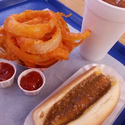 Ricky's Drive In West - Onion rings, a dog, and tea. Delicious!