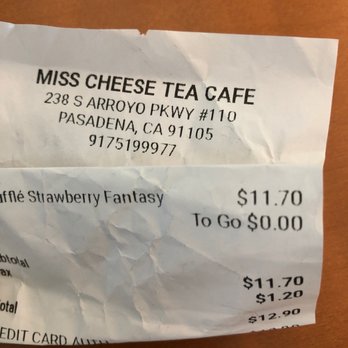 Miss Cheese Tea Cafe - Inaccurate pricing - Bubble Tea Near Me - Pasadena, California Miss Cheese Tea Cafe - Inaccurate pricing - Bubble Tea Near Me - Pasadena, California
