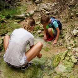 Canyonlands Trails - My children playing in a beautiful clear stream we stumble upon.