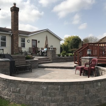 Twin Oaks Lawn & Landscape - A backyard stunner with paver patio, steps, retaining wall and columns! - Landscaping Near Me - Macedon, New York Twin Oaks Lawn & Landscape - A backyard stunner with paver patio, steps, retaining wall and columns! - Landscaping Near Me - Macedon, New York