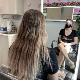 My before (yikes, hair hadn't been cut or colored since March)