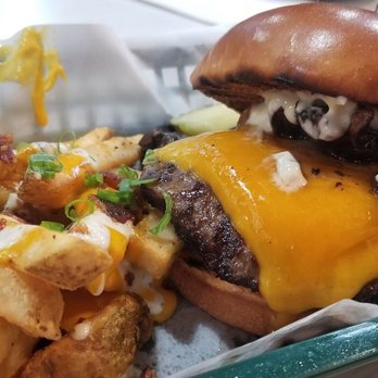 604 Ale House - The GB Packer Burger with cheese fries - Sports Bars Near Me - Schofield Barracks, Hawaii